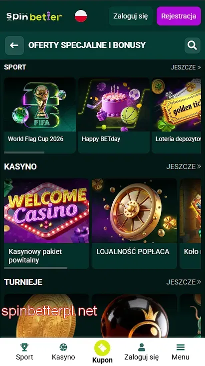 Bonusy i promocje SpinBetter Polska