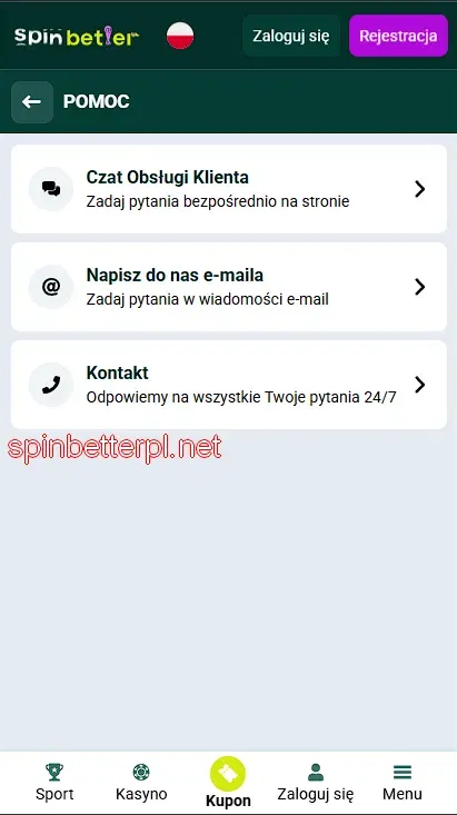 Centrum pomocy SpinBetter Polska