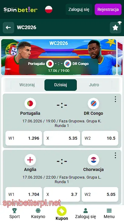 Najważniejsze mecze WC2026 w SpinBetter